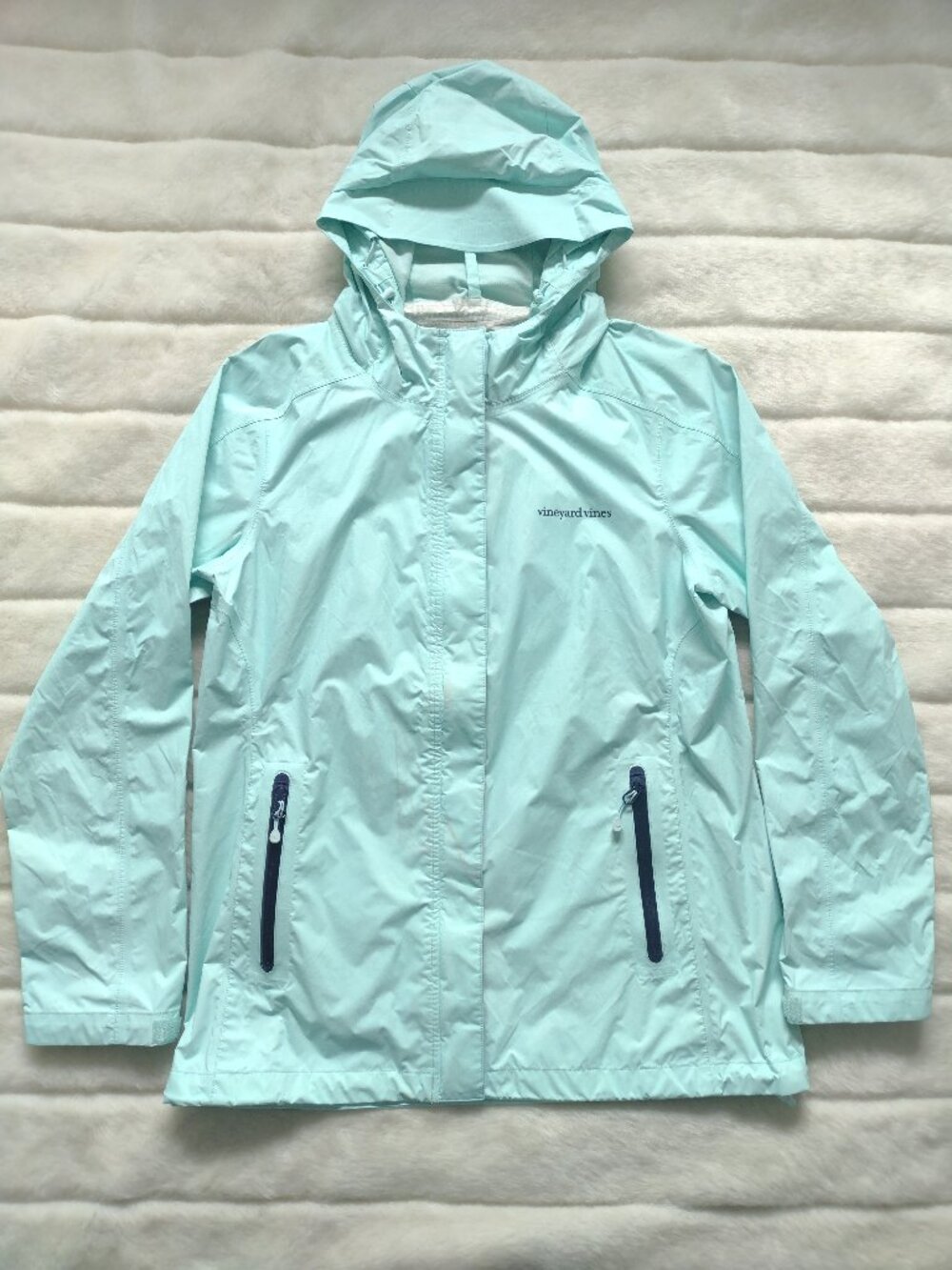 Vineyard Vines Women's Windbreaker Rain Jacket Blue Medium Full Zip